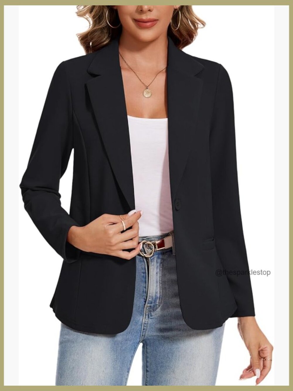 Long Sleeve Button Front Blazer Lapel Business Casual Work Office Suit Jacket